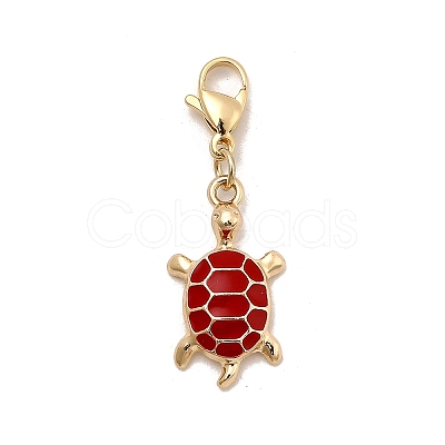 Alloy Enamel Turtle Pendant Decorations HJEW-JM04323-1