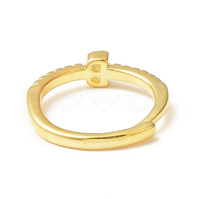 Clear Cubic Zirconia Initial Letter Adjustable Ring RJEW-C052-01G-B-1