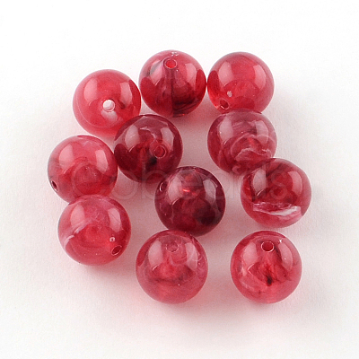 Round Imitation Gemstone Acrylic Beads OACR-R029-6mm-09-1