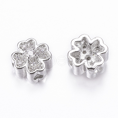 Rack Plating Brass Micro Pave Cubic Zirconia Beads ZIRC-A006-04P-02-1