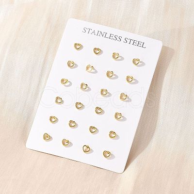 PVD Vacuum Plating 304 Stainless Steel Tiny Hollow Out Heart Stud Earrings for Women EJEW-P212-06G-1