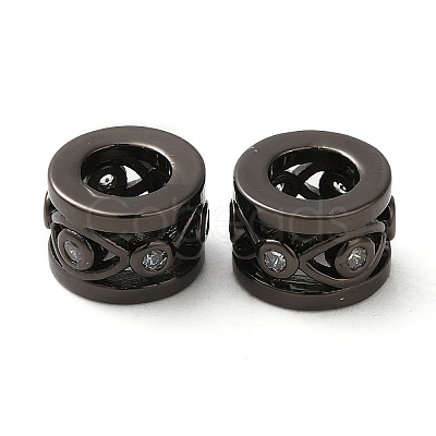 Rack Plating Brass Cubic Zirconia Hollow Column European Beads KK-Z033-25B-1