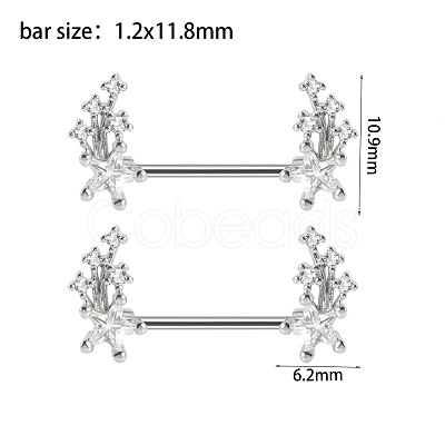 Brass Cubic Zirconia Nipple Rings WG434B5-05-1