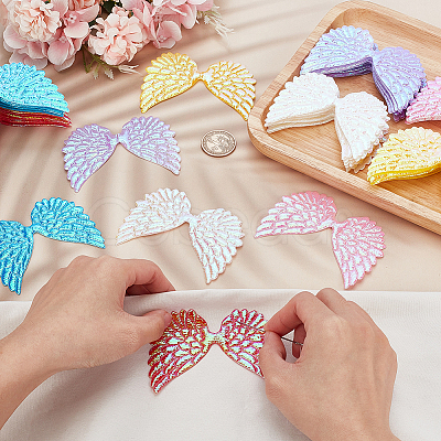 60Pcs 6 Colors Polyester Thread Iron on/Sew On Patches PATC-GO0001-12-1
