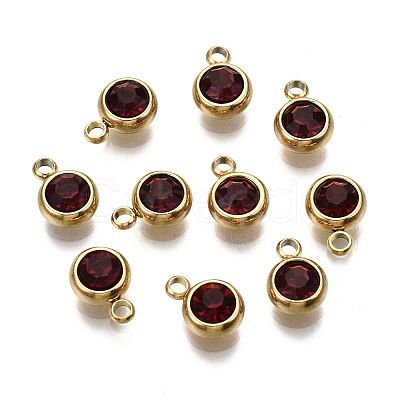 PVD Vacuum Plating 201 Stainless Steel Rhinestone Charms STAS-S068-01G-1