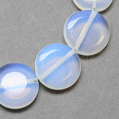 Flat Round Opalite Opal Stone Beads Strands G-S110-14mm-25-1