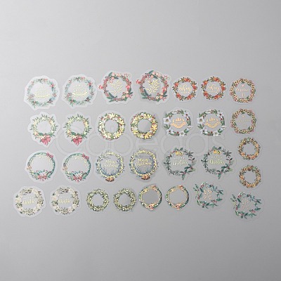 30Pcs 15 Styles Christmas Theme PET Self Adhesive Stickers STIC-WH0007-01B-1