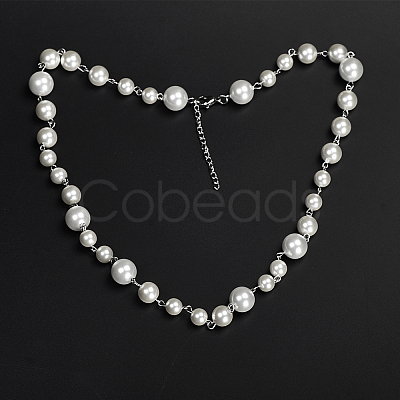 Stainless Steel Imitation Pearl Necklaces for Unisex UC6699-1