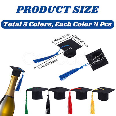 20Pcs 5 Colors Mini Felt Fabric Graduation Hat with Tassels AJEW-CP0010-11-1