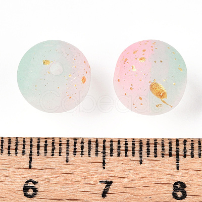 Frosted Baking Paint Crackle Glass Beads with Glitter Powder DGLA-T004-01F-1