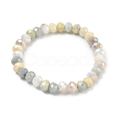 AB Color Faceted Rondelle Glass Beaded Stretch Bracelets for Women BJEW-PH01820-08-1