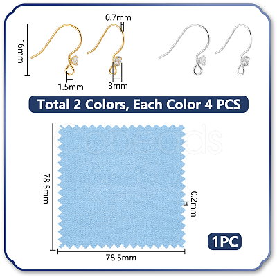 2 Colors 925 Sterling Silver with Clear Cubic Zirconia Earring Hooks STER-UN0001-30-1