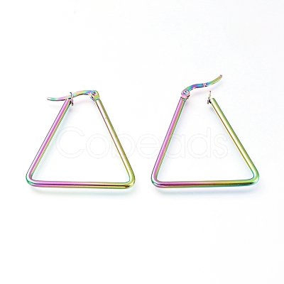 201 Stainless Steel Angular Hoop Earrings EJEW-A052-26D-M-1