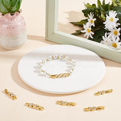 SUNNYCLUE 10Pcs Rack Plating Brass Clear Cubic Zirconia Watch Band Clasps KK-SC0003-11G-1