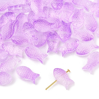 50Pcs Transparent Spray Painted Glass Beads GLAA-FS0002-06B-1