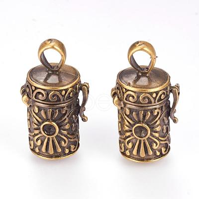 Brass Prayer Box Pendants KK-K176-17AB-1
