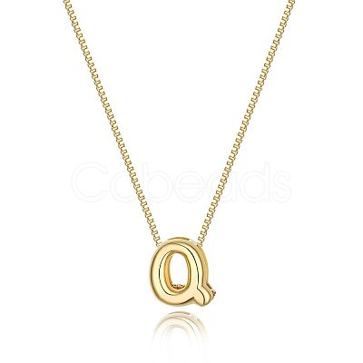 Brass Initial Pendant Box Chain Necklaces for Women FS-WG5C822-17-1