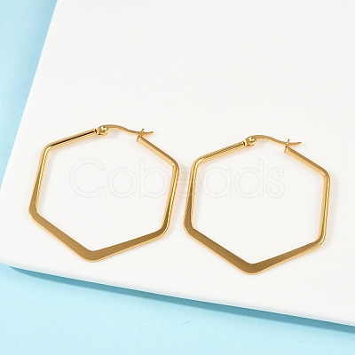 201 Stainless Steel Angular Hoop Earrings X-EJEW-F205-13G-A-1