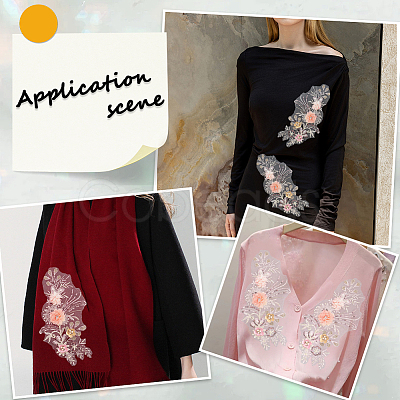 Polyester Embroidery Lace Cloth Patches AJEW-WH20070-079A-1