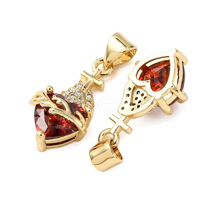 Brass Micro Pave Cubic Zirconia Pendants KK-K408-51G-01-1