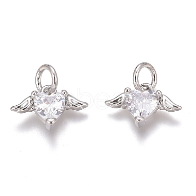 Brass Micro Pave Clear Cubic Zirconia Charms ZIRC-O035-26P-1