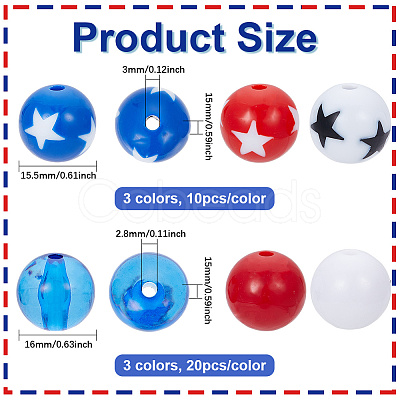 90Pcs 3 Colors Opaque Acrylic Beads SACR-SP0001-14-1