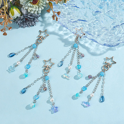 4Pcs Glass & Acrylic Pendant Decorations HJEW-MA00024-1