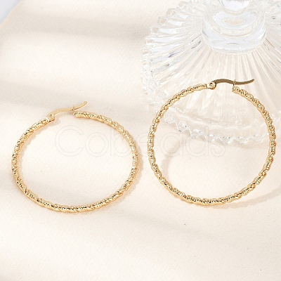 Ion Plating(IP) 304 Stainless Steel Big Hoop Earrings EJEW-L215-16G-1