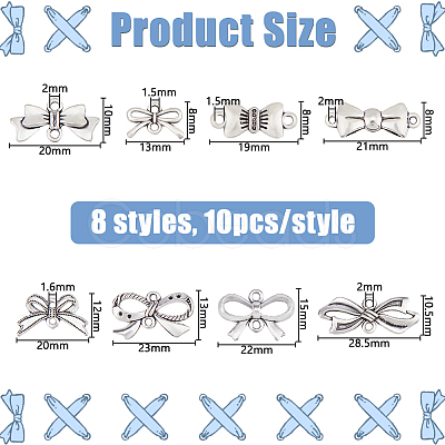 80Pcs 8 Styles Tibetan Style Zinc Alloy Connector Charms FIND-DC0007-21-1