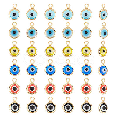 36Pcs 6 Colors Handmade Evil Eye Lampwork Charms FIND-AR0002-02-1