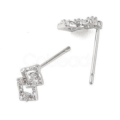 SHEGRACE Brass Micro Pave Clear Cubic Zirconia Stud Earring XGRQ4N558-729P-1