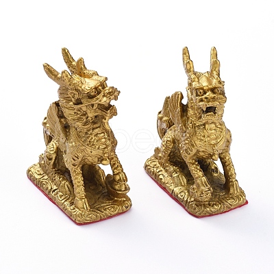 Brass Kylin Wealth Prosperity Statue DJEW-WH0007-10C-1