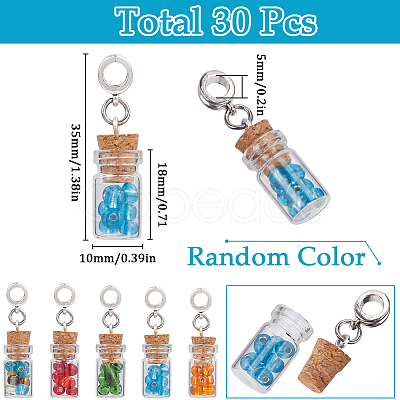 30Pcs Glass Bottle with Glass Seed Beads European Dangle Charms FIND-SC0012-99-1