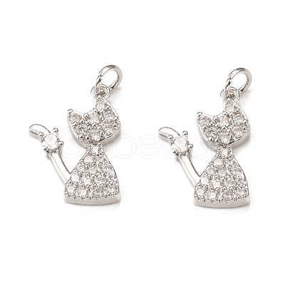 Brass Micro Pave Cubic Zirconia Pendants KK-E068-VB313-1