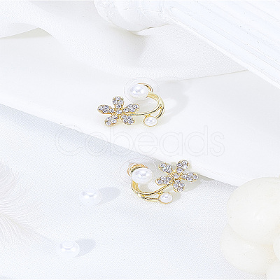 1 Pair Zinc Alloy Rhinestone Stud Earrings EJEW-LP0007-041-1