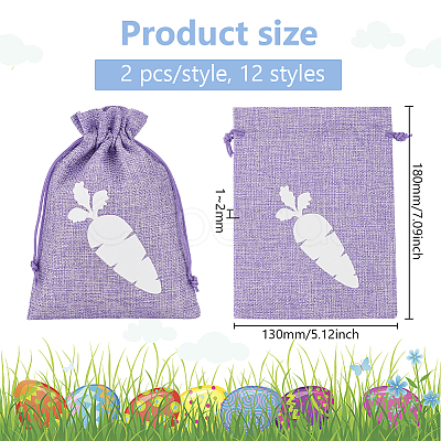 24Pcs 12 Styles Easter Cloth Storage Pouches ABAG-BC0001-62-1