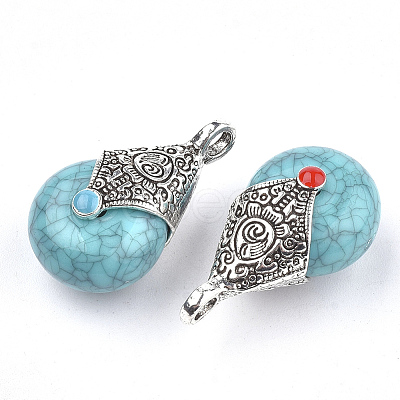 Tibetan Style Resin Pendants X-RESI-T022-16G-1