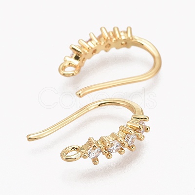 Brass Micro Pave Clear Cubic Zirconia Earring Hook ZIRC-L098-045G-1