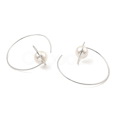 Rhodium Plated 925 Sterling Silver Dangle Earrings EJEW-Z024-01C-P-1