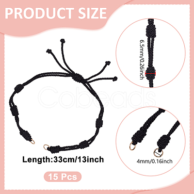 15Pcs Adjustable Braided Nylon Cord Bracelet Making AJEW-UN0003-22-1