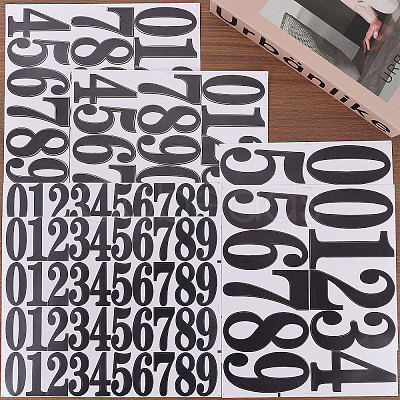 Globleland 12 Sheets 3 Styles PVC Number Adhesive Decorative Stickers DIY-GL0004-59-1