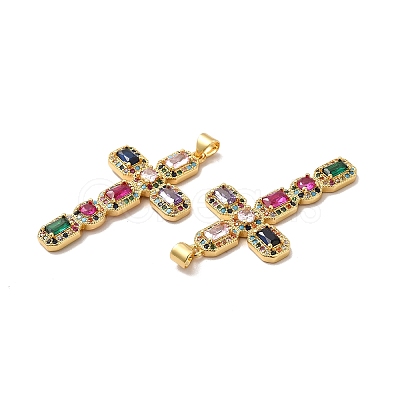 Rack Plating Eco-Friendly Brass Micro Pave Cubic Zirconia Pendants X-KK-A177-05G-1