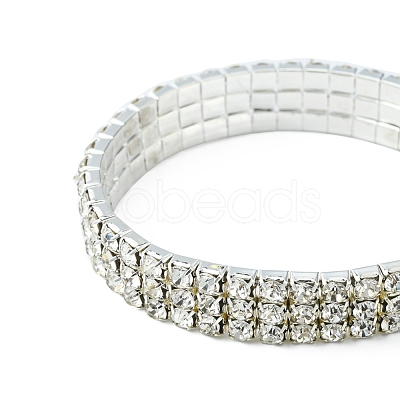 4Pcs 3 Style Brass Rhinestone Tennis Stretch Bracelet Sets for Girlfriend BJEW-FS0001-06-1