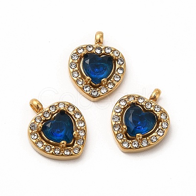 PVD Vacuum Plating 304 Stainless Steel Cubic Zirconia Pendants STAS-A076-02G-02-1