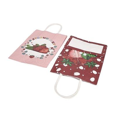 4 Styles Strawberry Print Paper Gift Bags with Handles TH-CBA170C-04-1