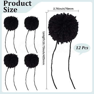 12Pcs DIY Craft Polyester Pom Pom Ball AJEW-CY0002-95A-1