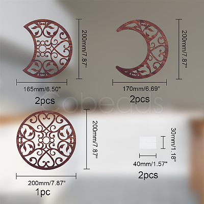 Hollow Wood Wall Hanging Ornaments AJEW-WH0323-36C-01-1