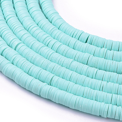 Flat Round Handmade Polymer Clay Beads CLAY-R067-6.0mm-20-1