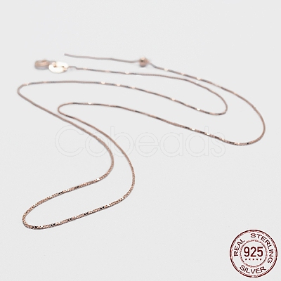 925 Sterling Silver Box Chain Necklaces STER-F039-40cm-13RG-1