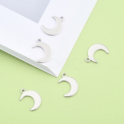 Tarnish Resistant Crescent Moon Stainless Steel Charms Pendants STAS-Q168-06-1